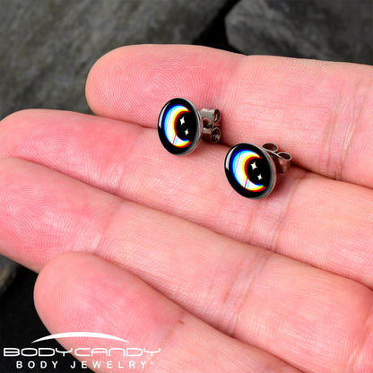Chromatic Moon Stud Earrings by Onyx O