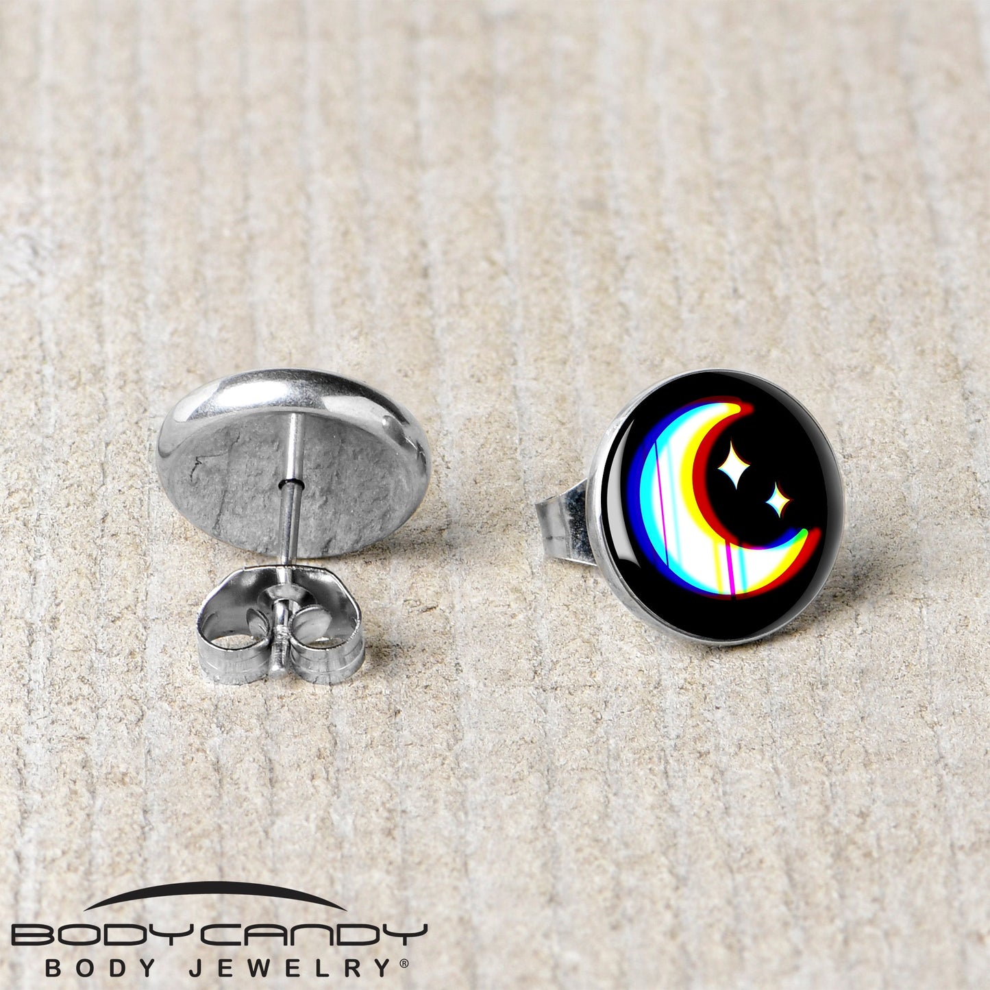Chromatic Moon Stud Earrings by Onyx O