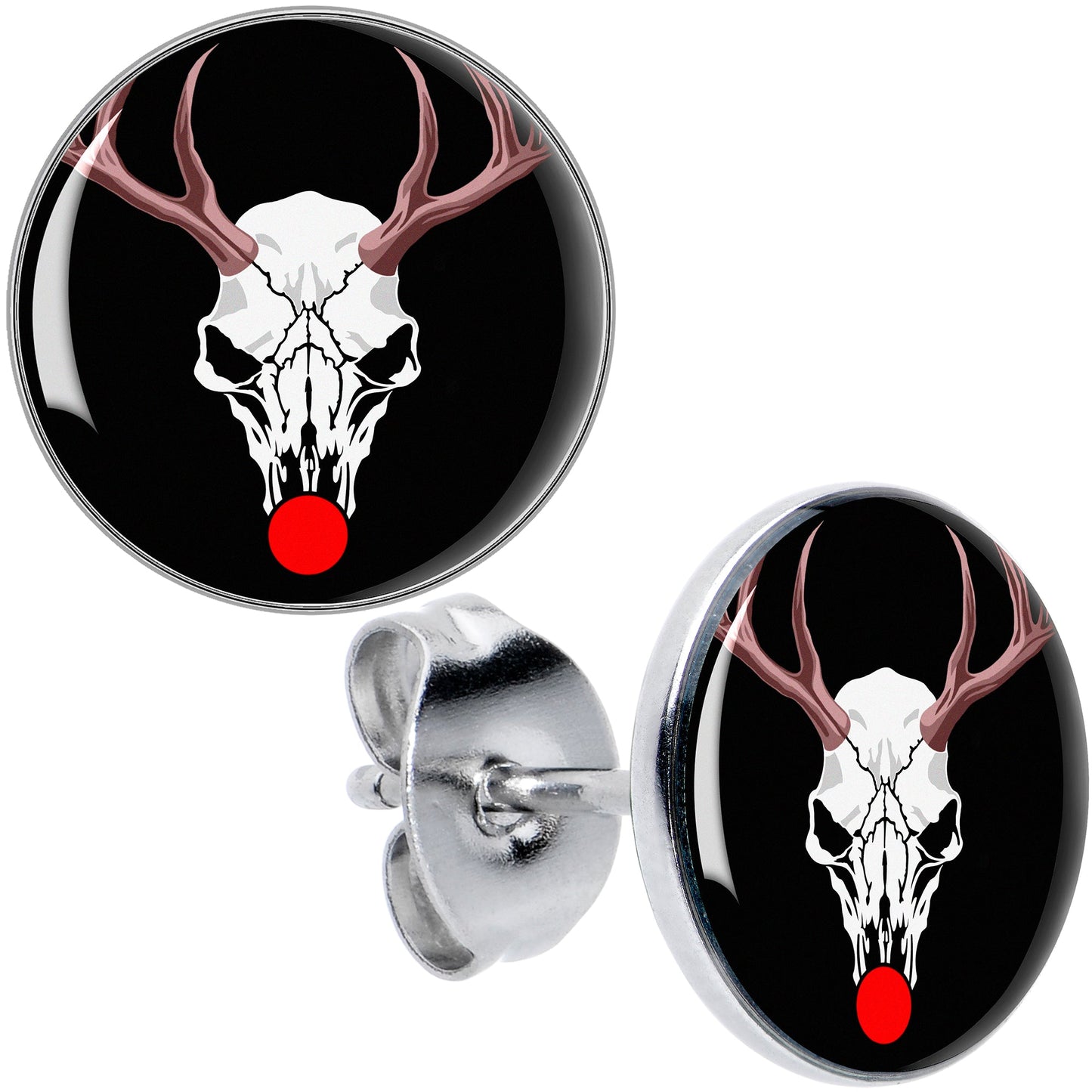 Holiday Dead Nosed Reindeer Stud Earrings by Onyx O