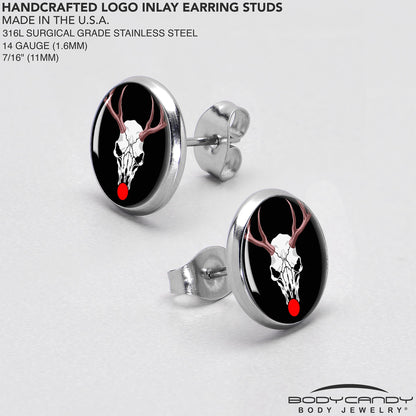 Holiday Dead Nosed Reindeer Stud Earrings by Onyx O
