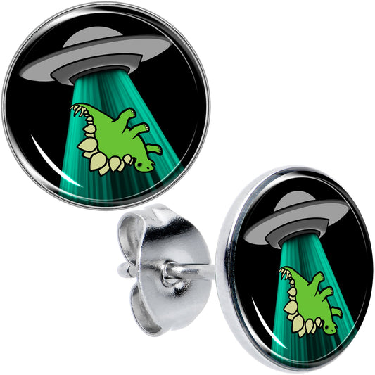 Alien UFO Dinosaur Abduction Stud Earrings Set by Onyx O