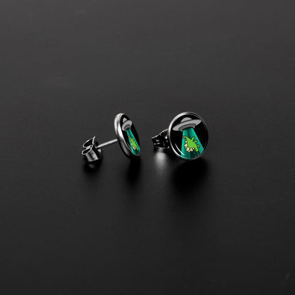 Alien UFO Dinosaur Abduction Stud Earrings Set by Onyx O