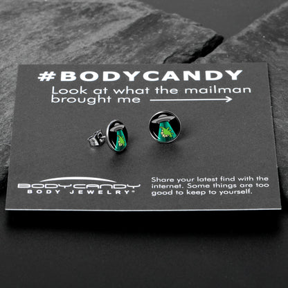 Alien UFO Dinosaur Abduction Stud Earrings Set by Onyx O