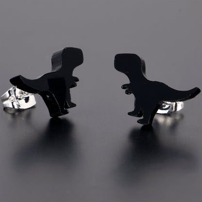Black Acrylic Tyrannosaurus Rex Dinosaur Stud Earrings