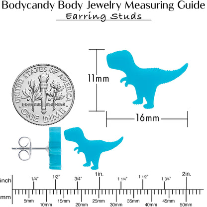 Blue Acrylic Tyrannosaurus Rex Dinosaur Stud Earrings