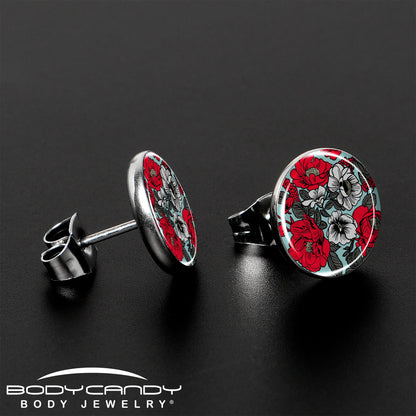 Blossom Creation Vibrant Bloom of Flowers Stud Earrings by Onyx O