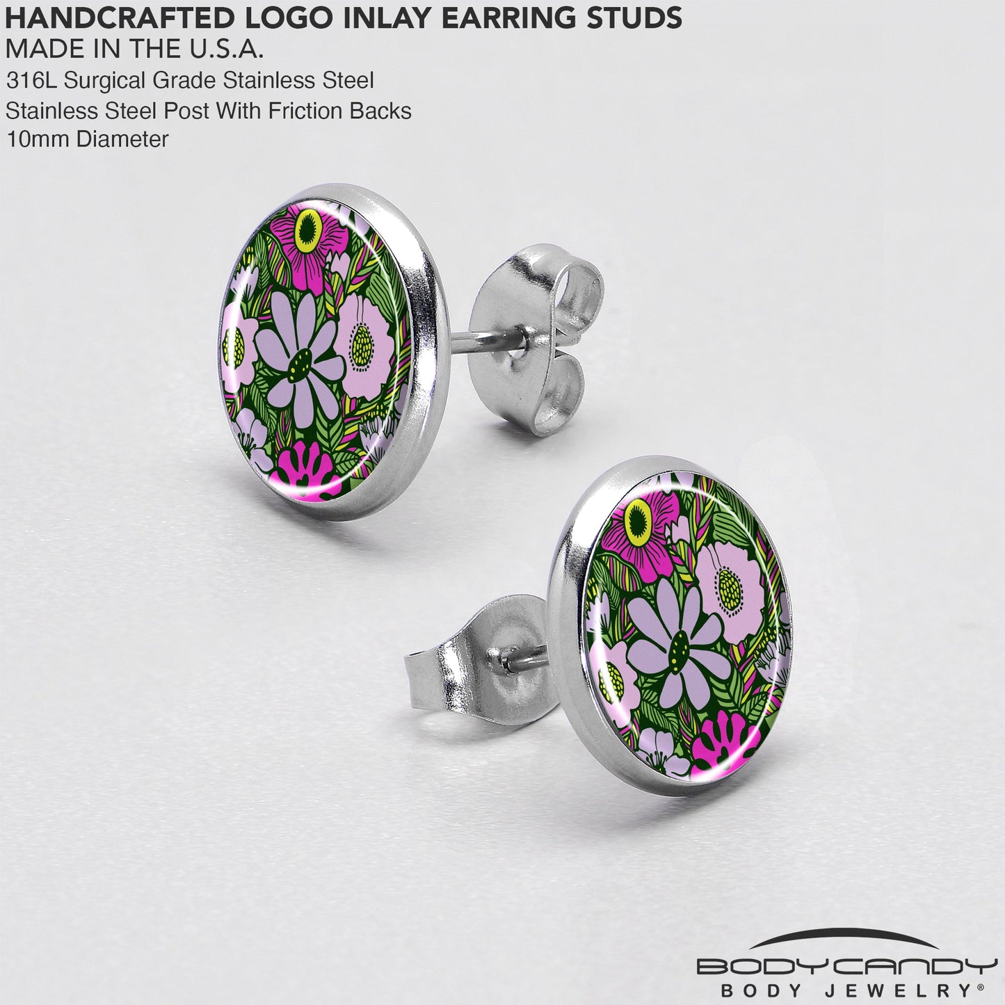 Blossom Creation Paradise of Pink Flowers Stud Earrings by Onyx O