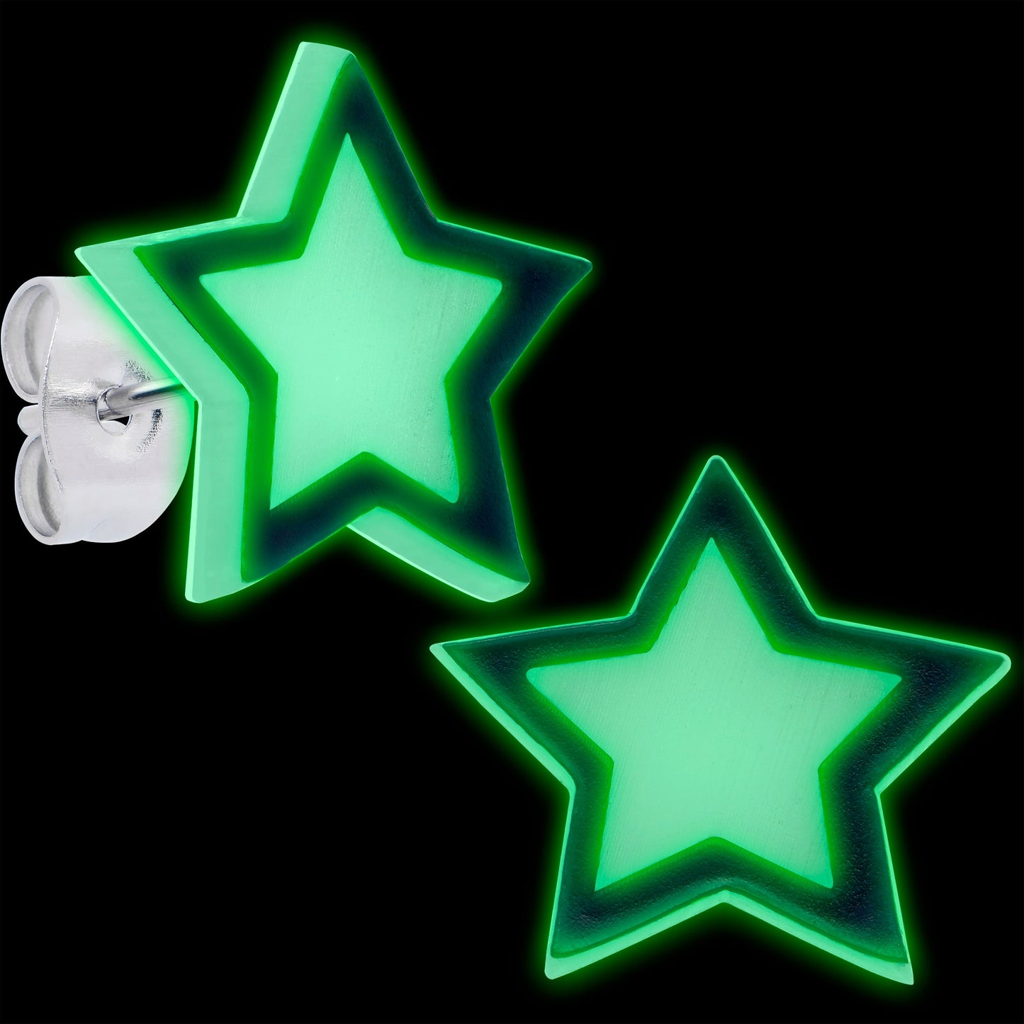 Shining Stars Glow in the Dark Stud Earrings by Onyx O