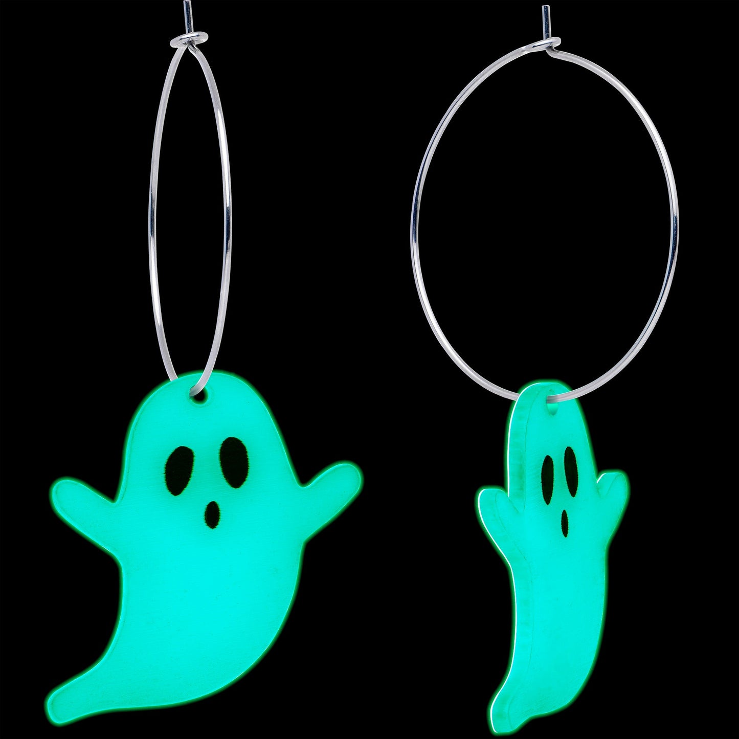 Acrylicious Glow in the Dark Haunting Ghost Hoop Earrings
