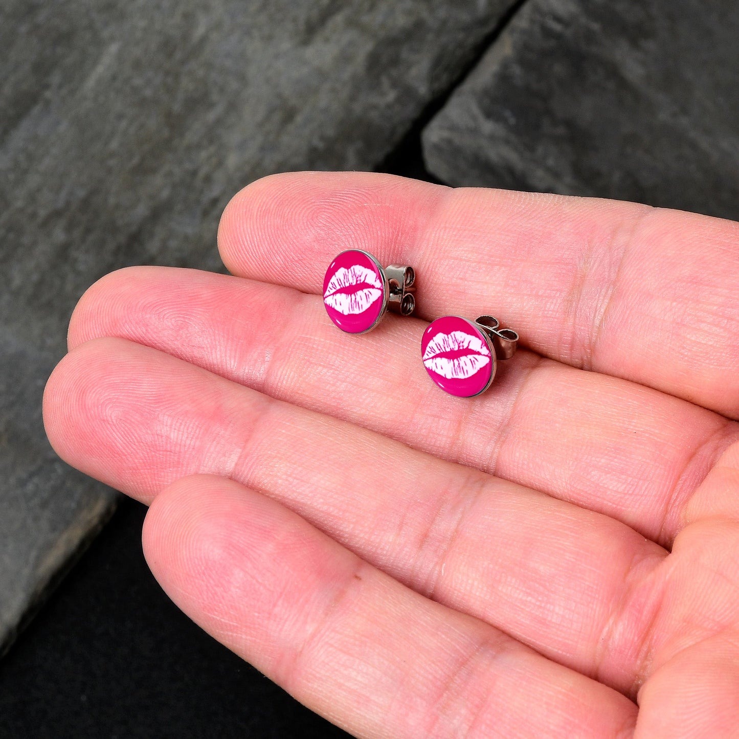 Red Hot Lips Stud Earrings by Onyx O