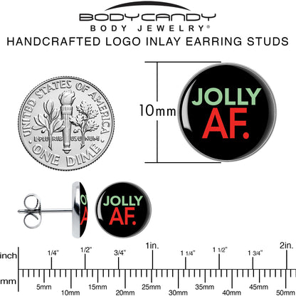 Jolly AF Festive Holiday Christmas Stud Earrings by Onyx O