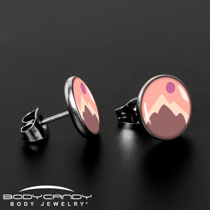 Mountain Sunrise Stud Earrings by Onyx O