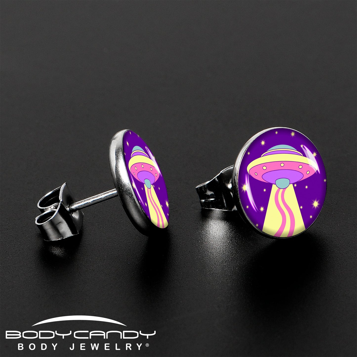 Style Space Invasion UFO Stud Earrings by Onyx O