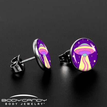 Style Space Invasion UFO Stud Earrings by Onyx O