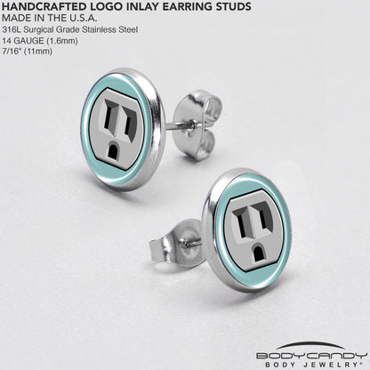 Frowning Plug Outlet Stud Earrings by Onyx O