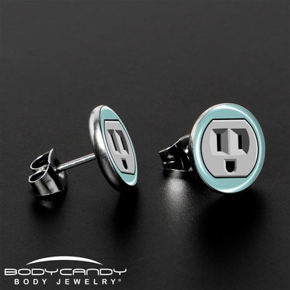 Smiling Plug Outlet Stud Earrings by Onyx O