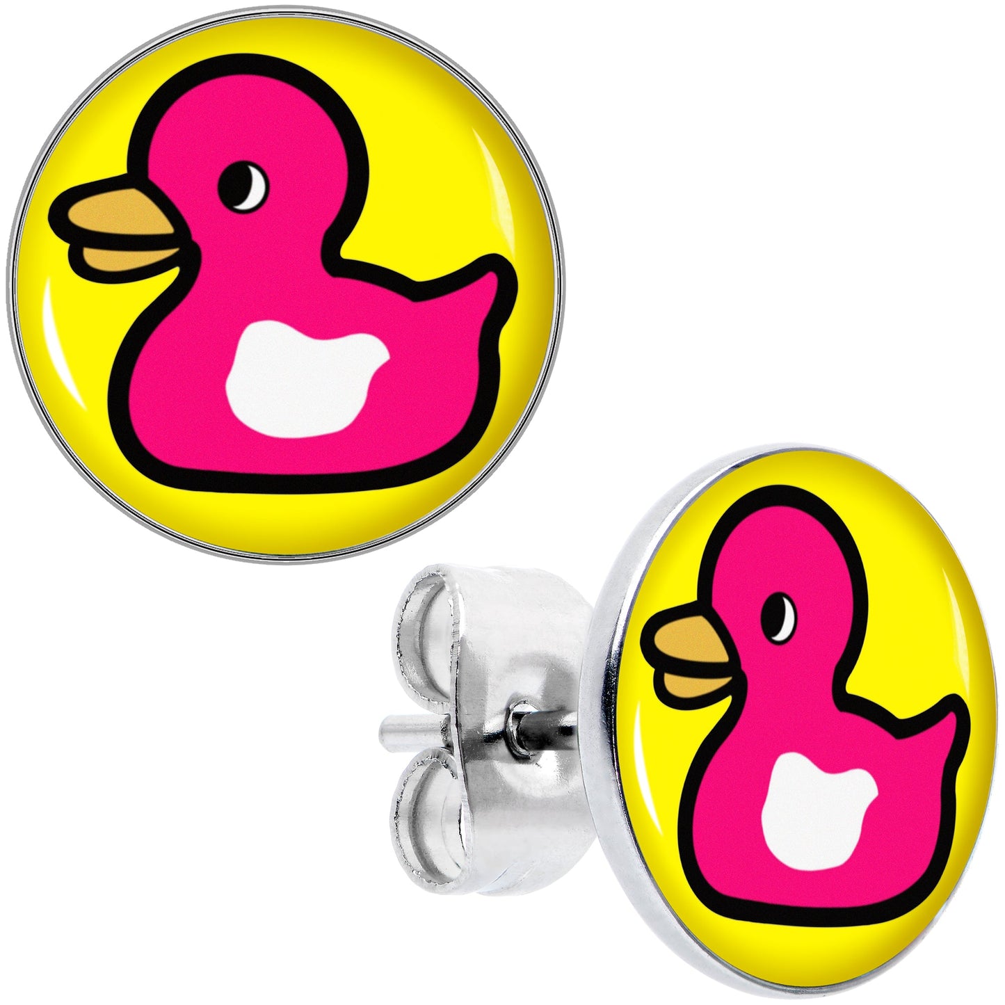 Pink Ducky Stud Earrings by Onyx O