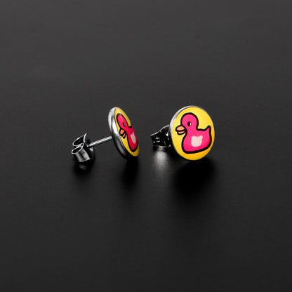 Pink Ducky Stud Earrings by Onyx O