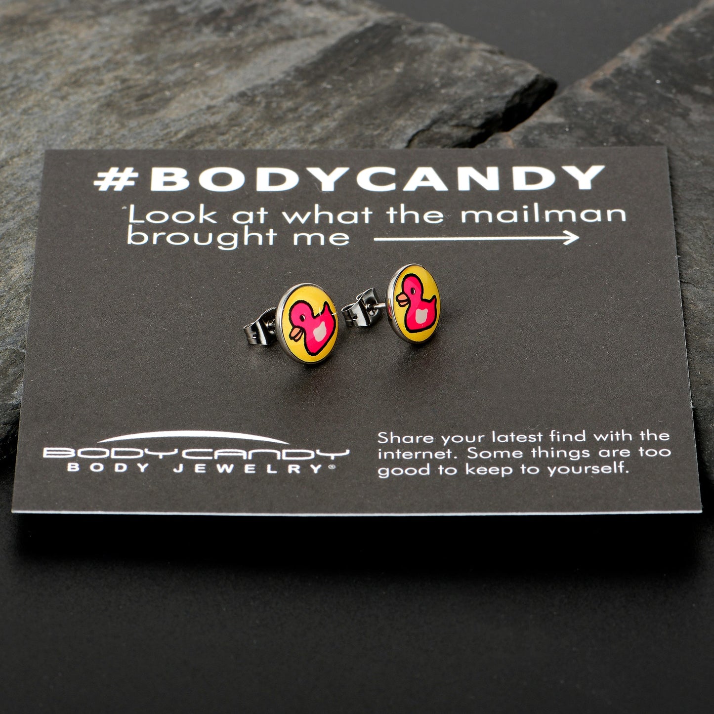 Pink Ducky Stud Earrings by Onyx O