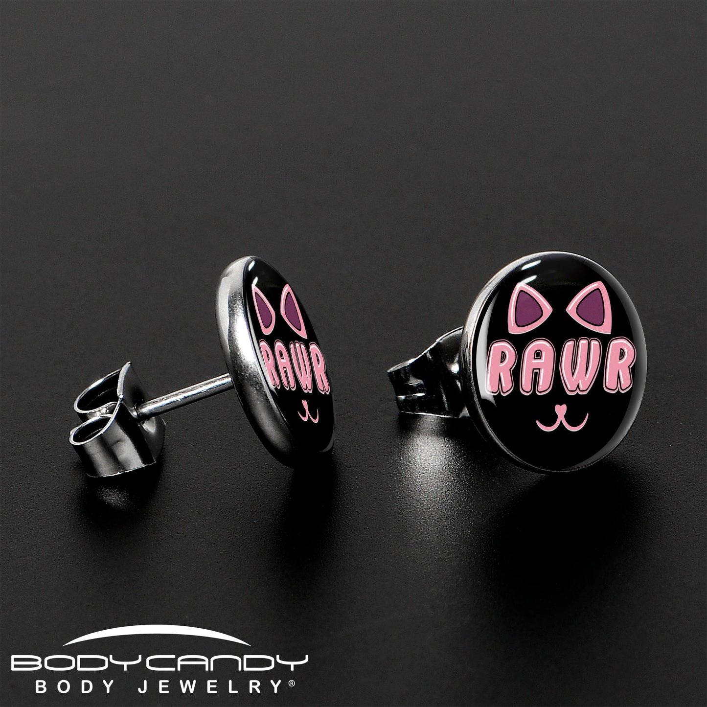 RAWR Kitty Cat Stud Earrings by Onyx O