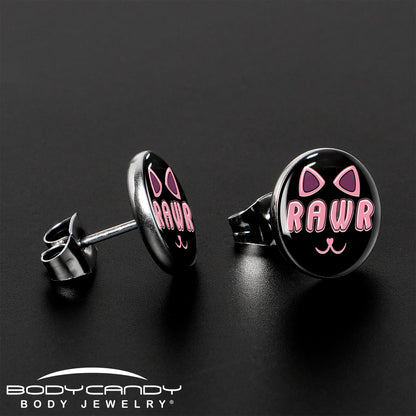 RAWR Kitty Cat Stud Earrings by Onyx O