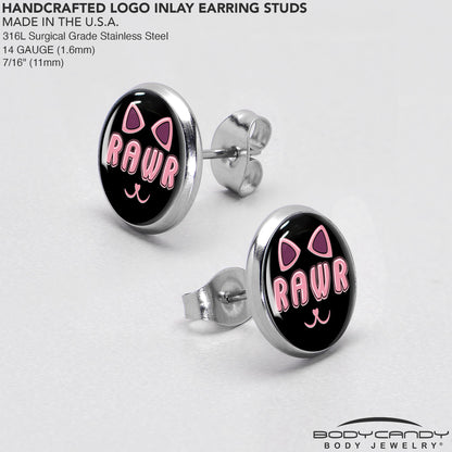 RAWR Kitty Cat Stud Earrings by Onyx O