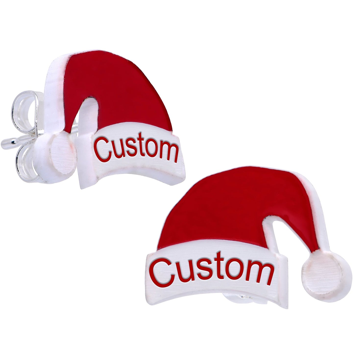 Custom Santa Hat Personalized Stud Earrings