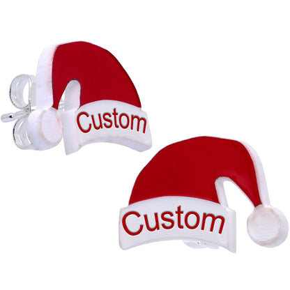 Custom Santa Hat Personalized Stud Earrings