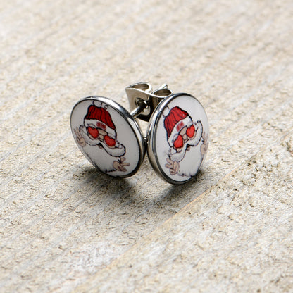 Christmas Peace Love Santa Stud Earrings by Onyx O