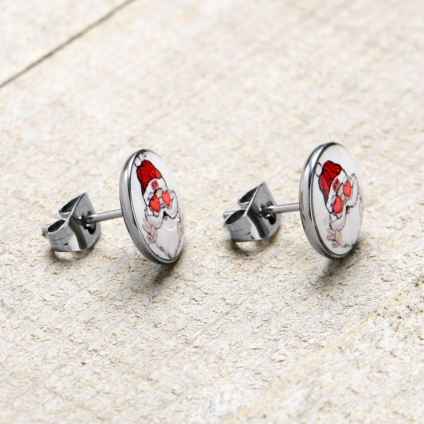 Christmas Peace Love Santa Stud Earrings by Onyx O