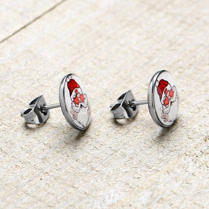 Christmas Peace Love Santa Stud Earrings by Onyx O