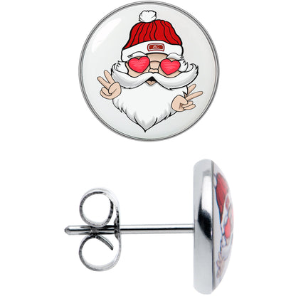 Christmas Peace Love Santa Stud Earrings by Onyx O