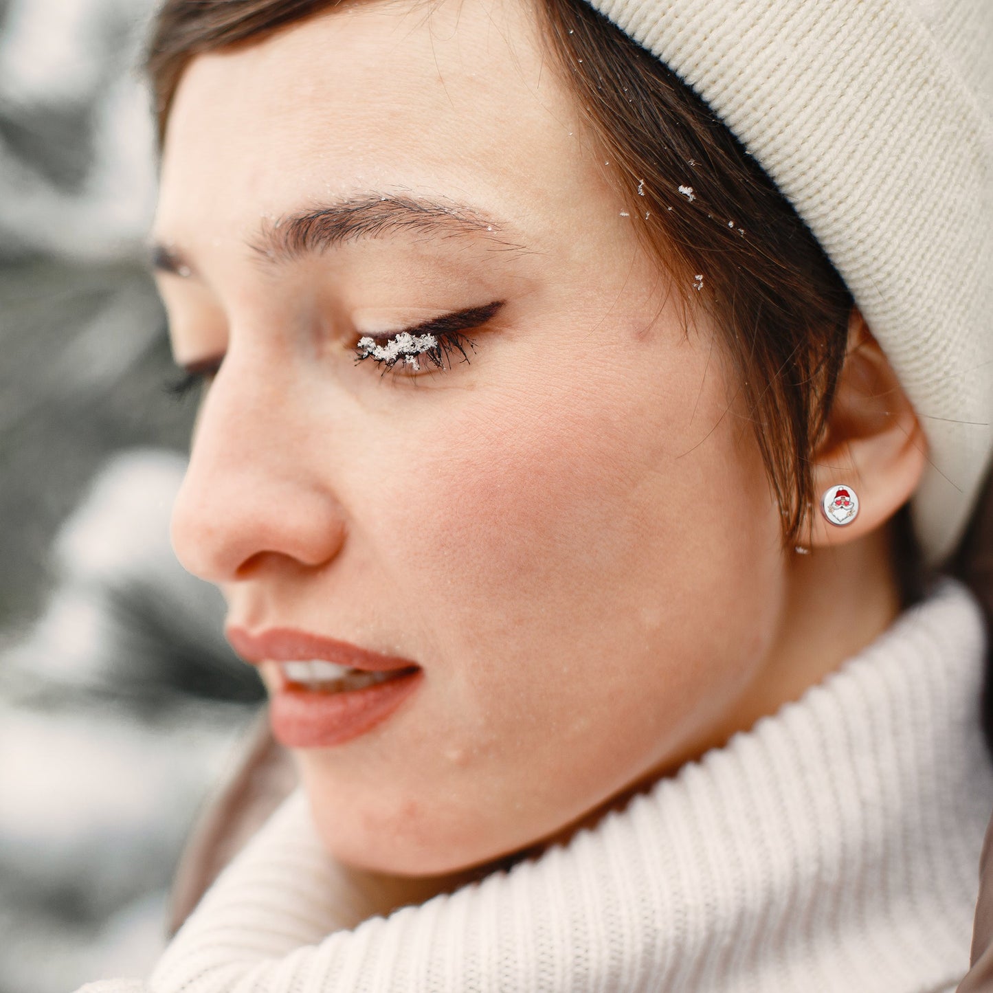 Christmas Peace Love Santa Stud Earrings by Onyx O