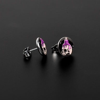 Burning Skull Candle Stud Earrings by Onyx O