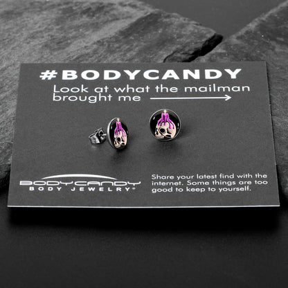 Burning Skull Candle Stud Earrings by Onyx O