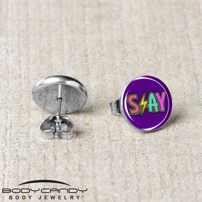 Colorful Lighting SLAY Stud Earrings by Onyx O