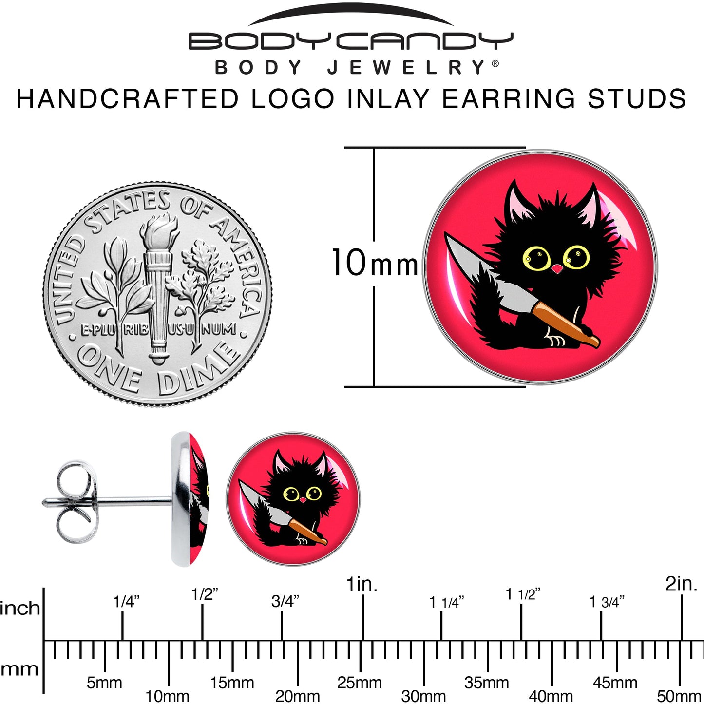 Stabby Cat Stud Earrings by Onyx O