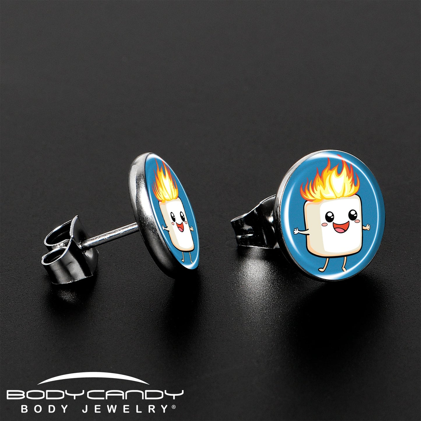 Burning Marshmallow Stud Earrings by Onyx O