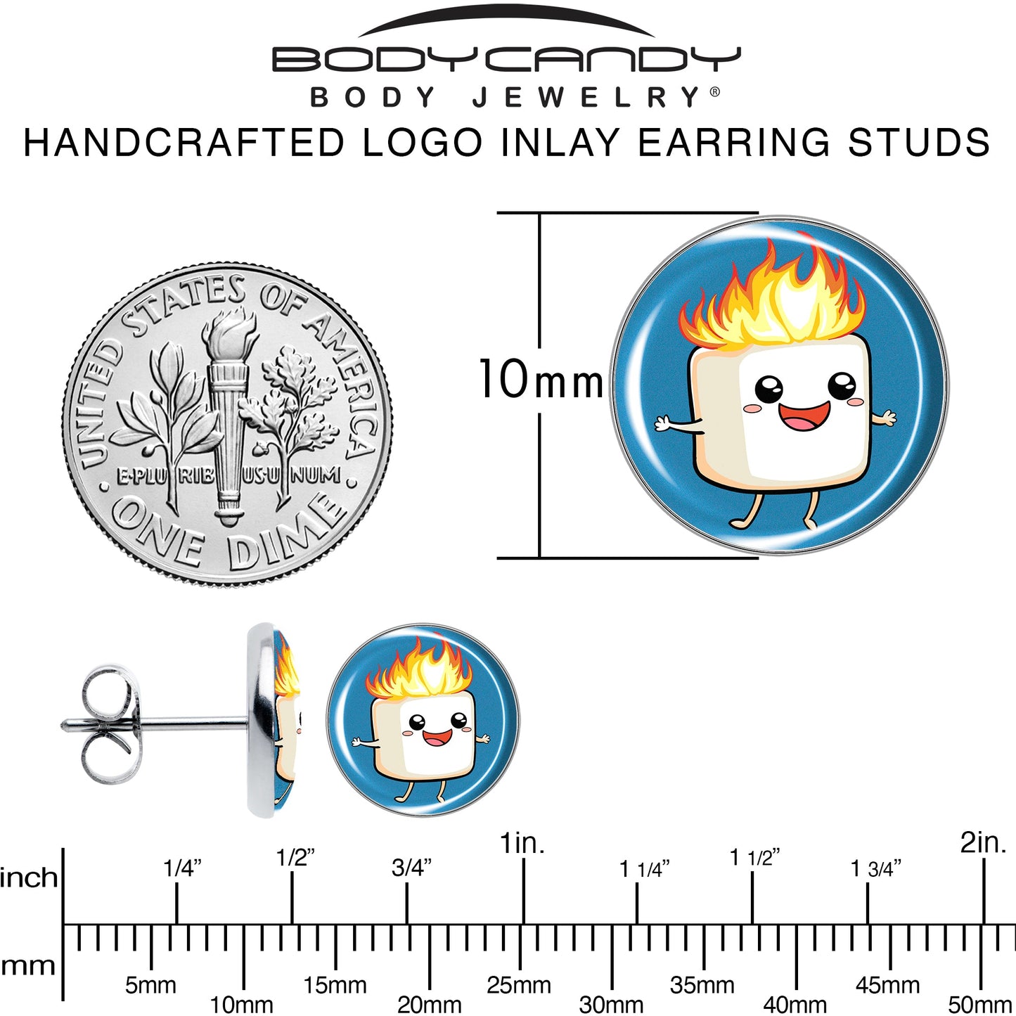 Burning Marshmallow Stud Earrings by Onyx O