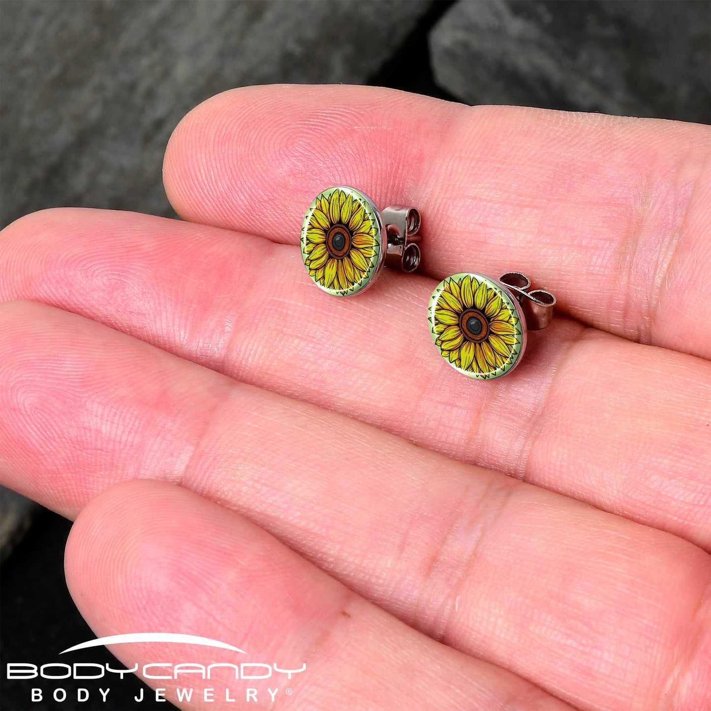 Blossom Creation Yellow Sunflower Stud Earrings by Onyx O