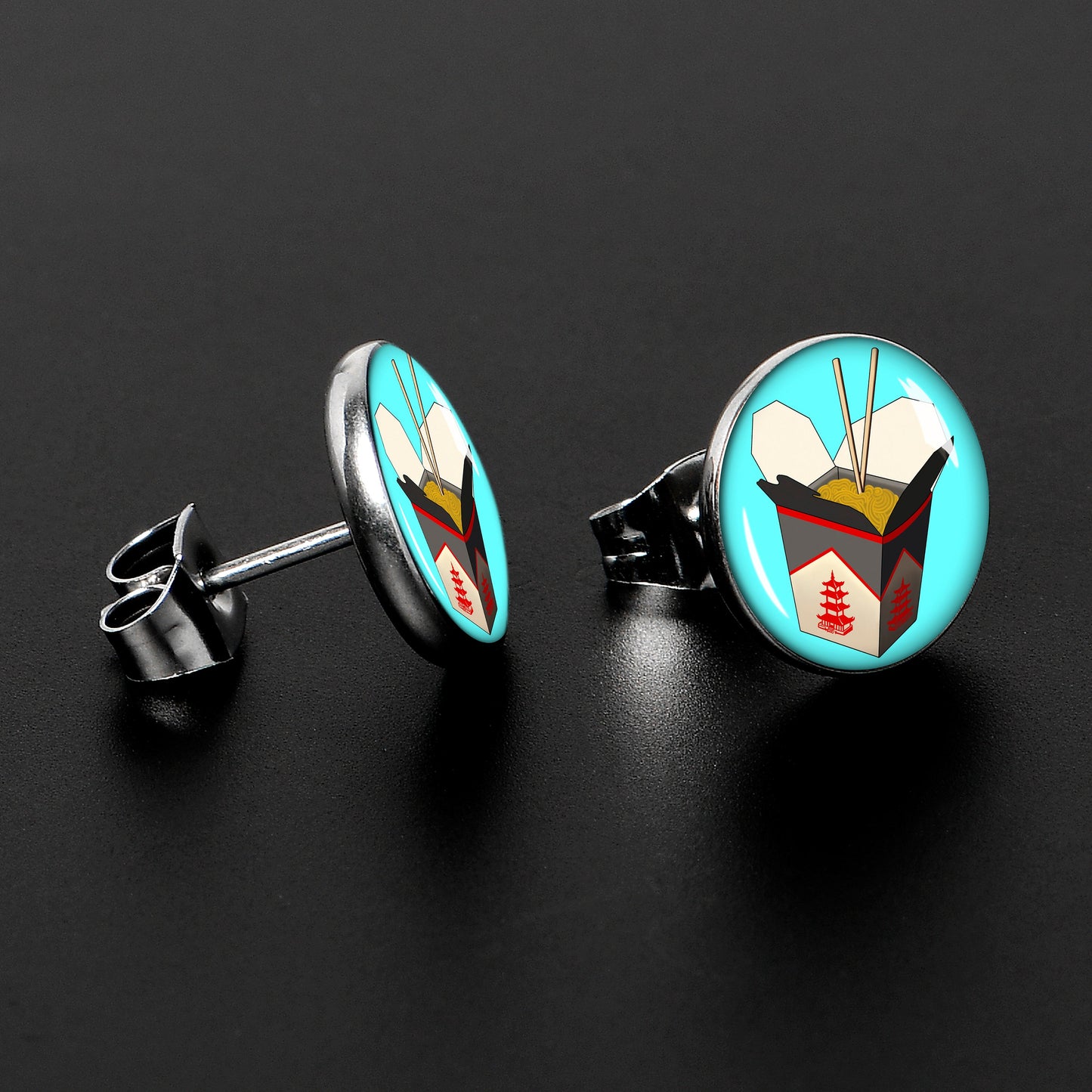 Chinese Take Out Stud Earrings by Onyx O