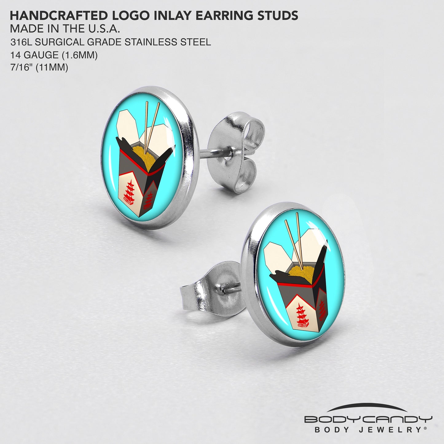 Chinese Take Out Stud Earrings by Onyx O