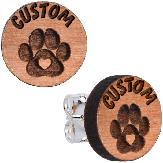 Custom Animal Jewelry Earrings Paw Print Personalized Stud Earrings