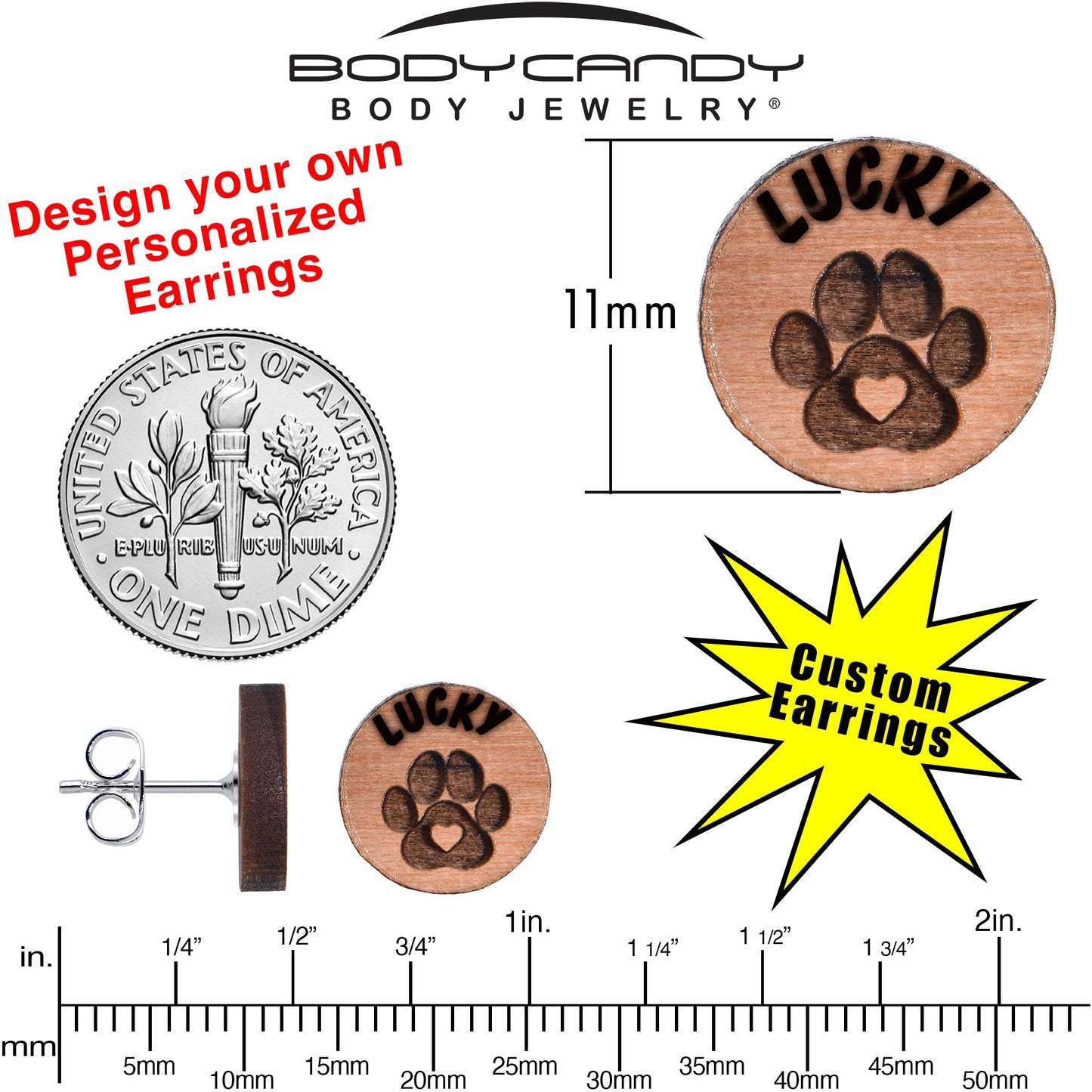 Custom Animal Jewelry Earrings Paw Print Personalized Stud Earrings