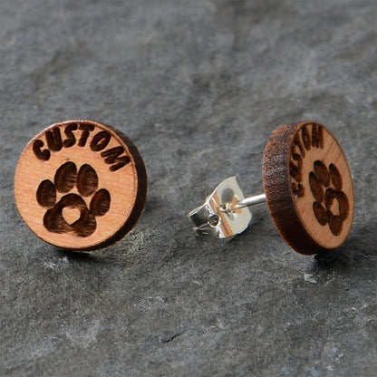 Custom Animal Jewelry Earrings Paw Print Personalized Stud Earrings