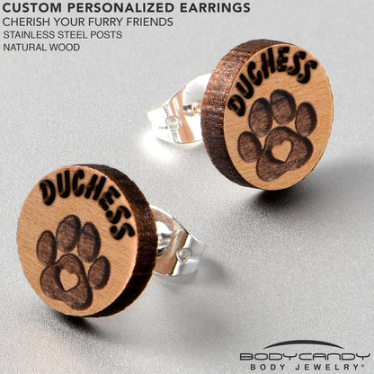 Custom Animal Jewelry Earrings Paw Print Personalized Stud Earrings
