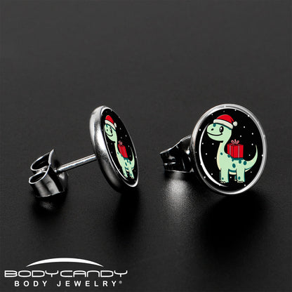 Christmas Holiday Dinosaur Stud Earrings by Onyx O
