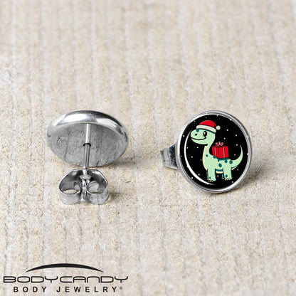 Christmas Holiday Dinosaur Stud Earrings by Onyx O