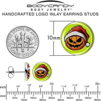 Christmas Holiday Santa Hat Pumpkin Stud Earrings by Onyx O