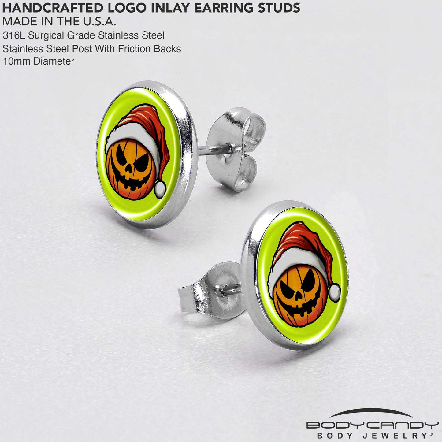 Christmas Holiday Santa Hat Pumpkin Stud Earrings by Onyx O